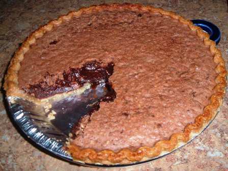 finished chocolate chip pecan pie
